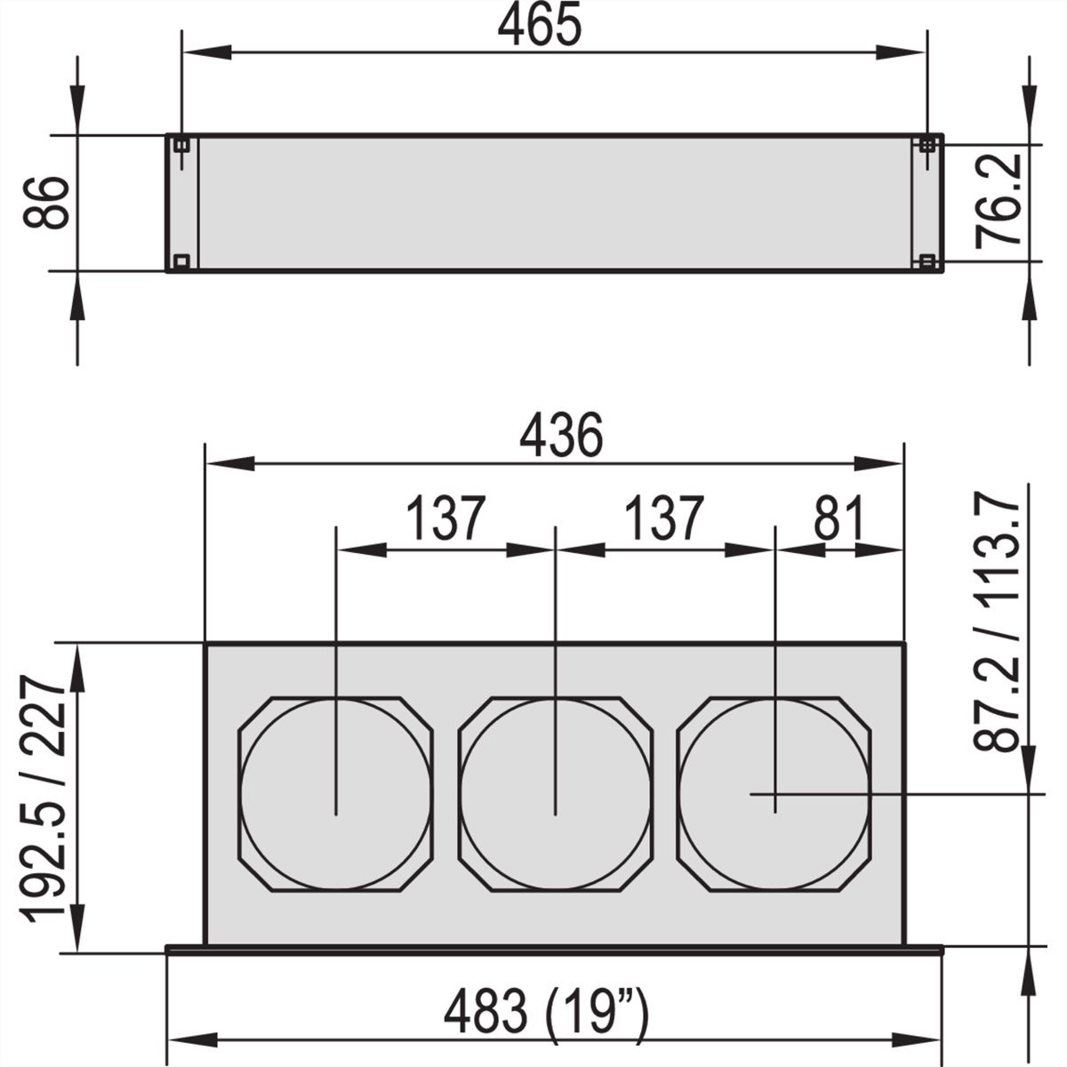 SCHROFF 19" Drucklüfter 2 HE für Kartentiefe 220 mm - DRUCKLUEFTER 2HE 24V DC