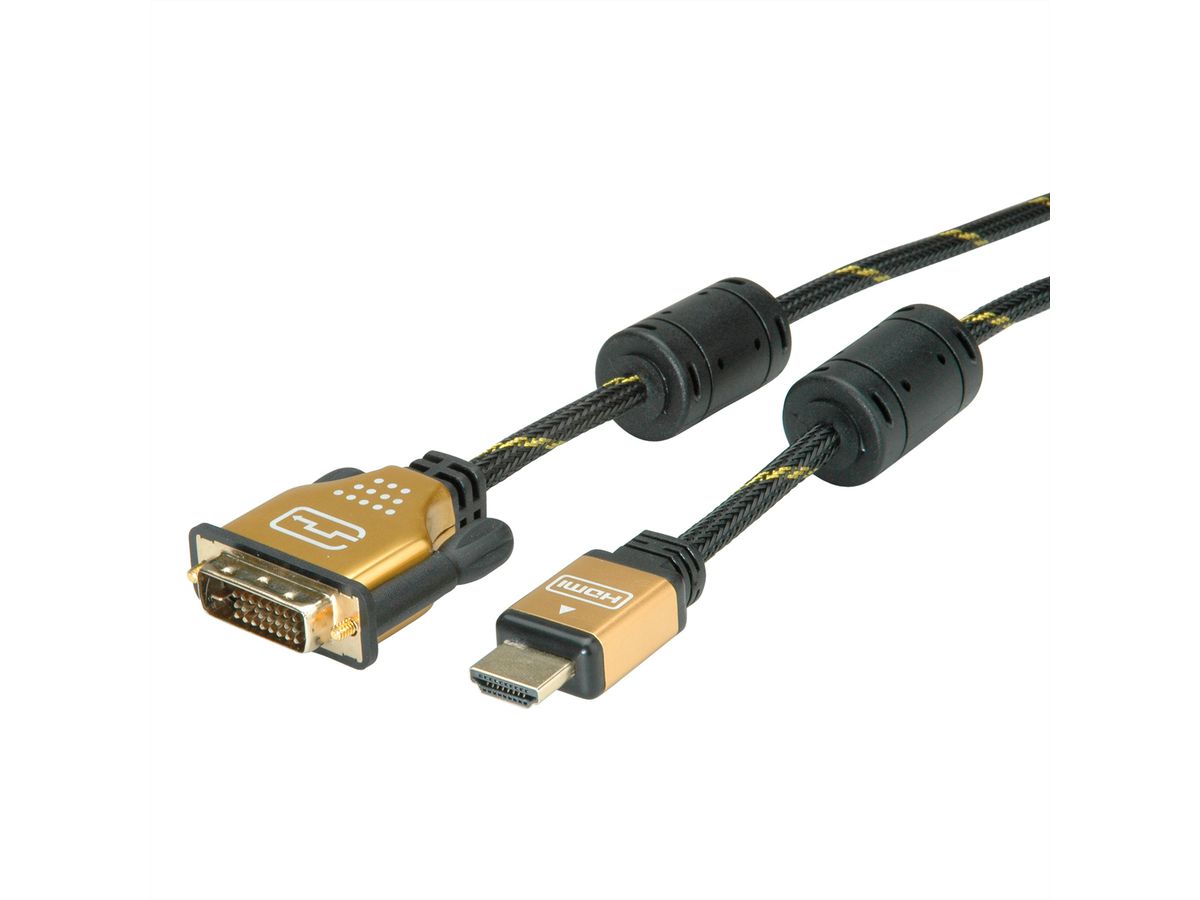 ROLINE GOLD Câble pour écran DVI (24+1) - HDMI, M/M, 5 m