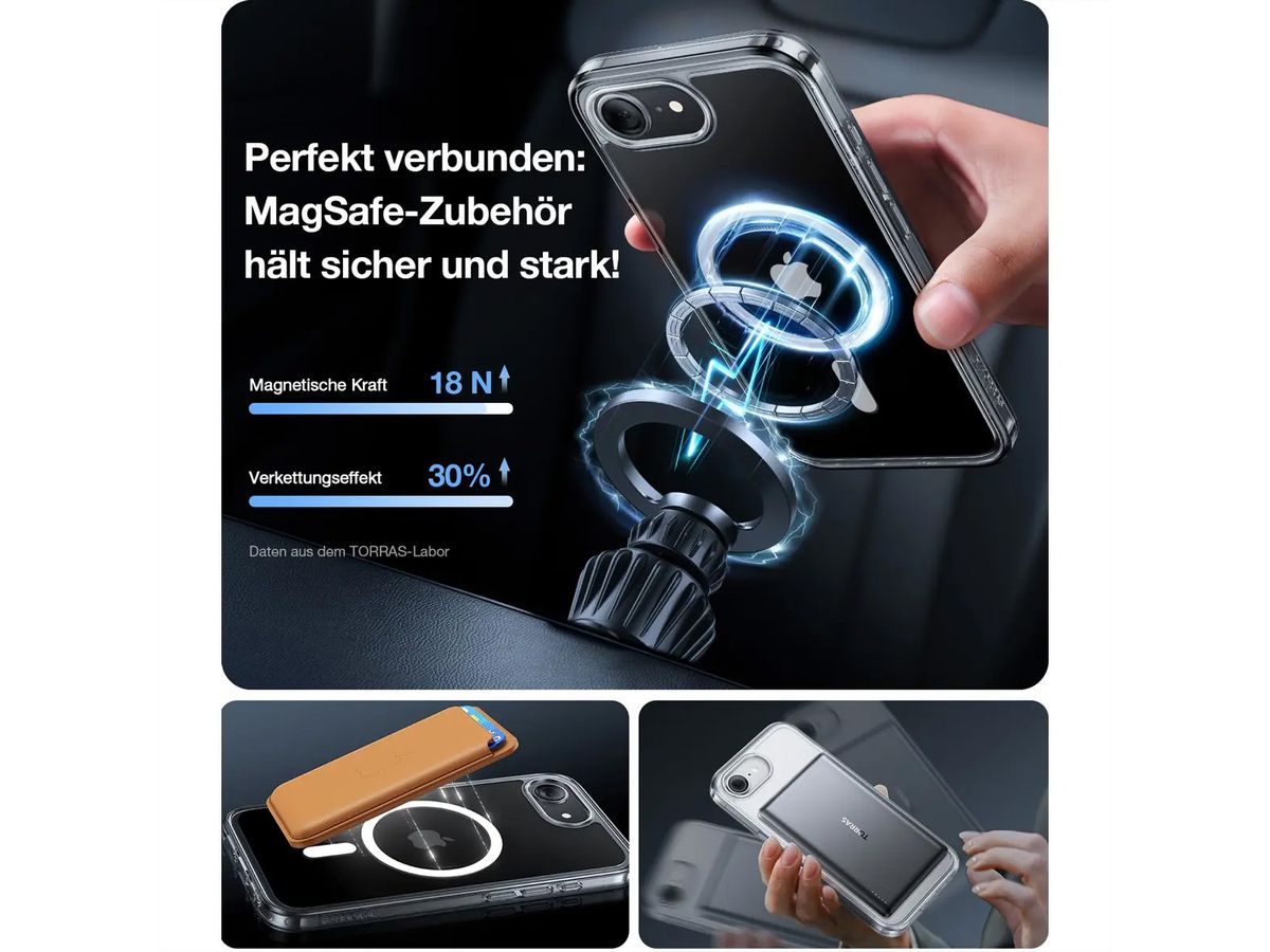 Torras Guardian Schutzhülle, iPhone 16e, MagSafe, transparent