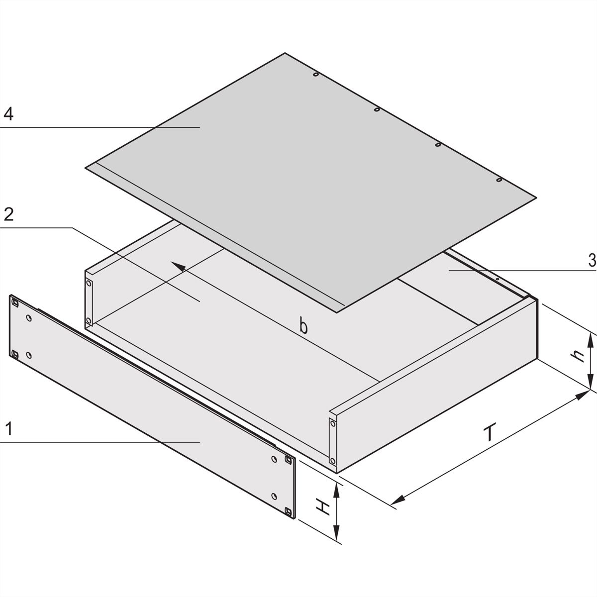 SCHROFF MultipacPRO 19" Châssis, acier, AlZn, partie supérieure et inférieure lisse, 1 U, 280 mm