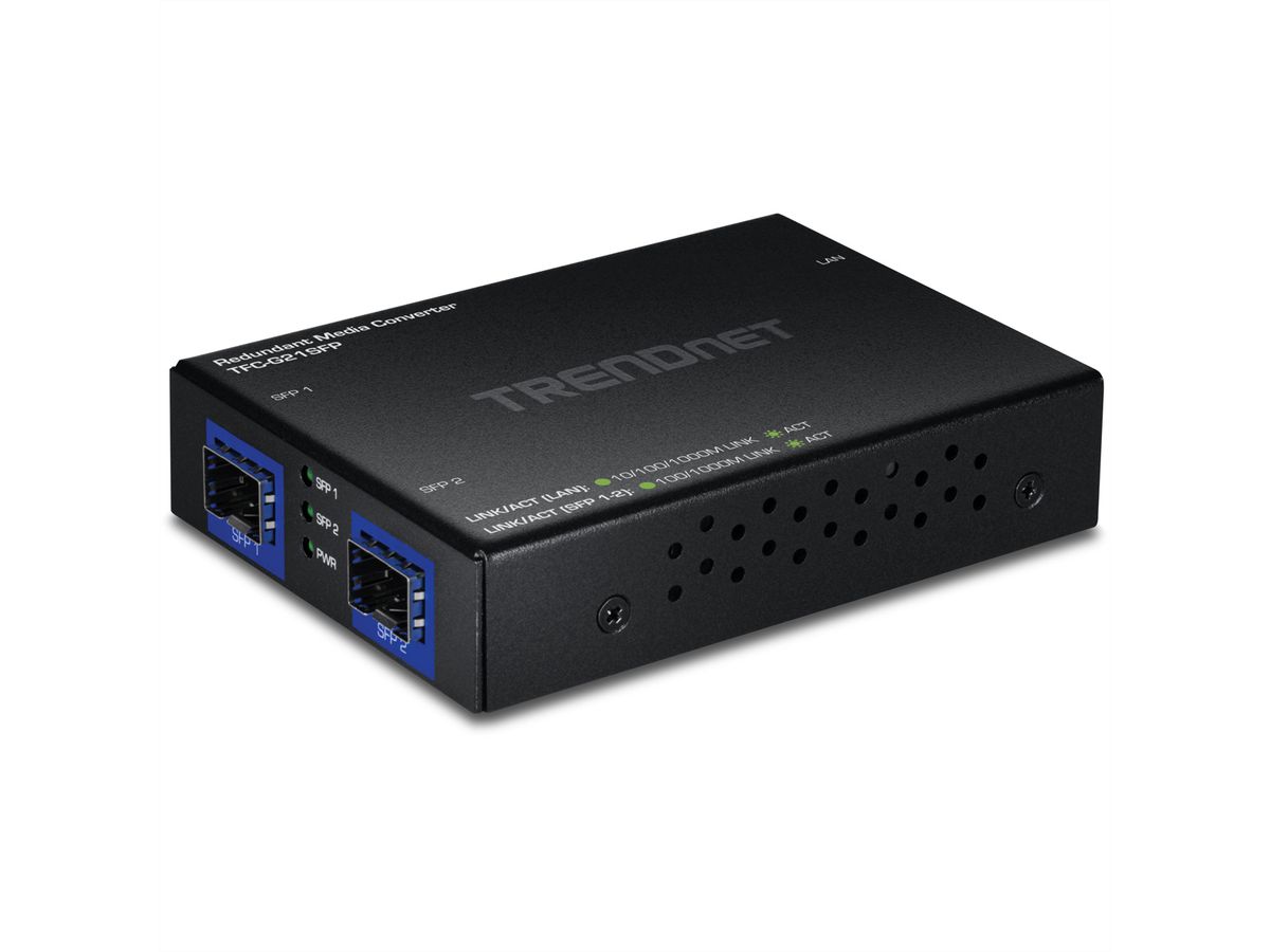 TRENDnet TFC-G21SFP Medien Konverter 1000BASE-T zu Dual SFP, Redundant Mode