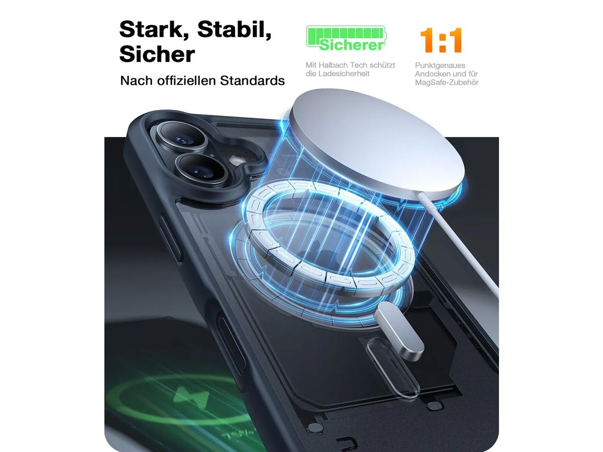 Torras Guardian Schutzhülle, iPhone 16, MagSafe, schwarz