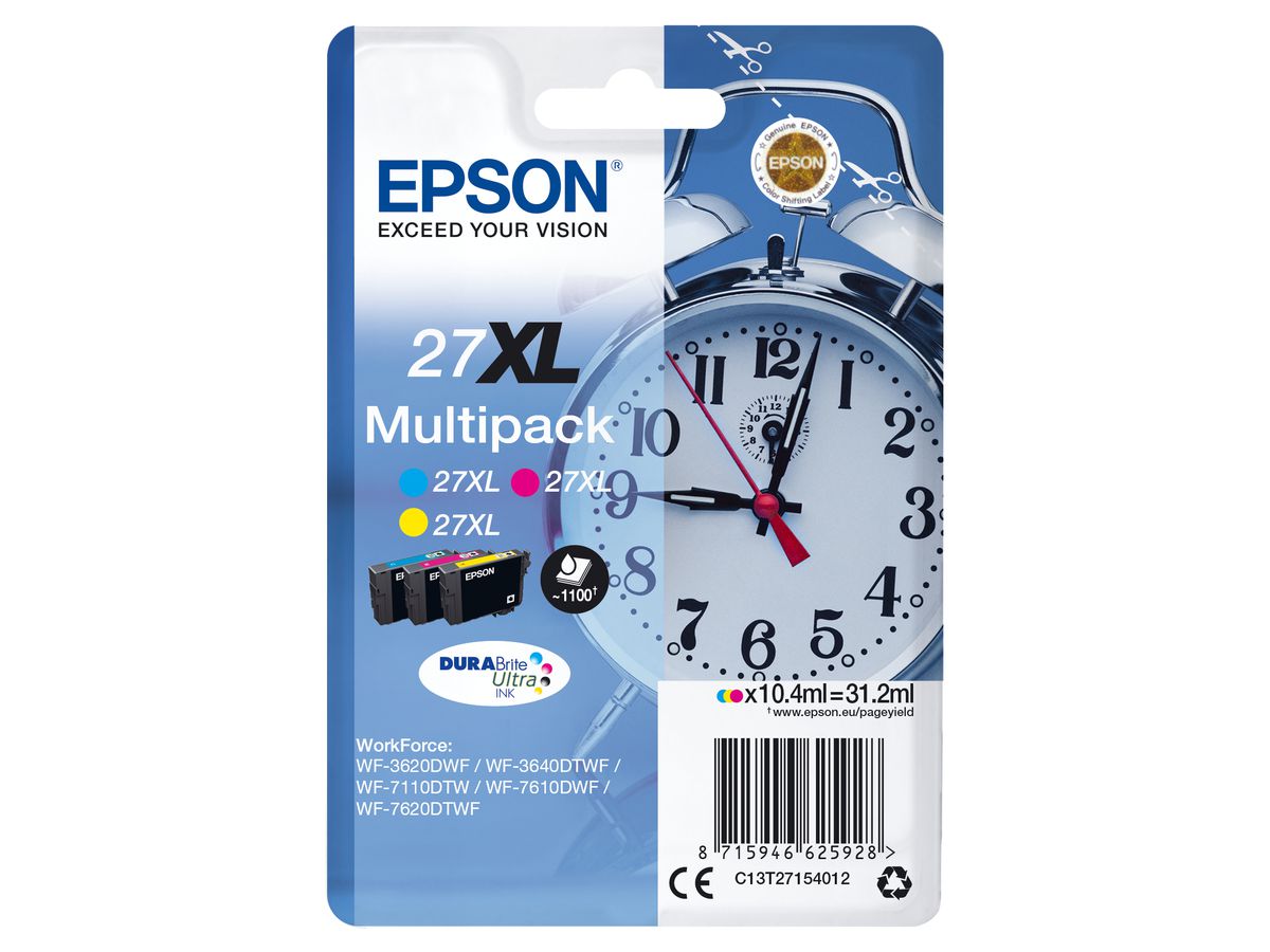 Epson Alarm clock Multipack 3-colour 27XL DURABrite Ultra Ink