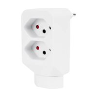 Steffen Adaptateur multiple 2 prises T13, avec protection renforcée contre les contacts, blanc