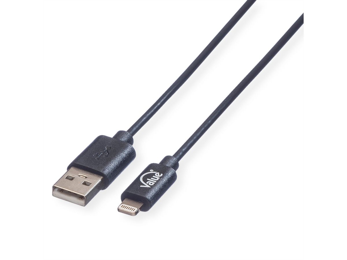 VALUE USB 2.0 Sync- & Ladekabel mit 8pin-Anschluss, 0,15 m