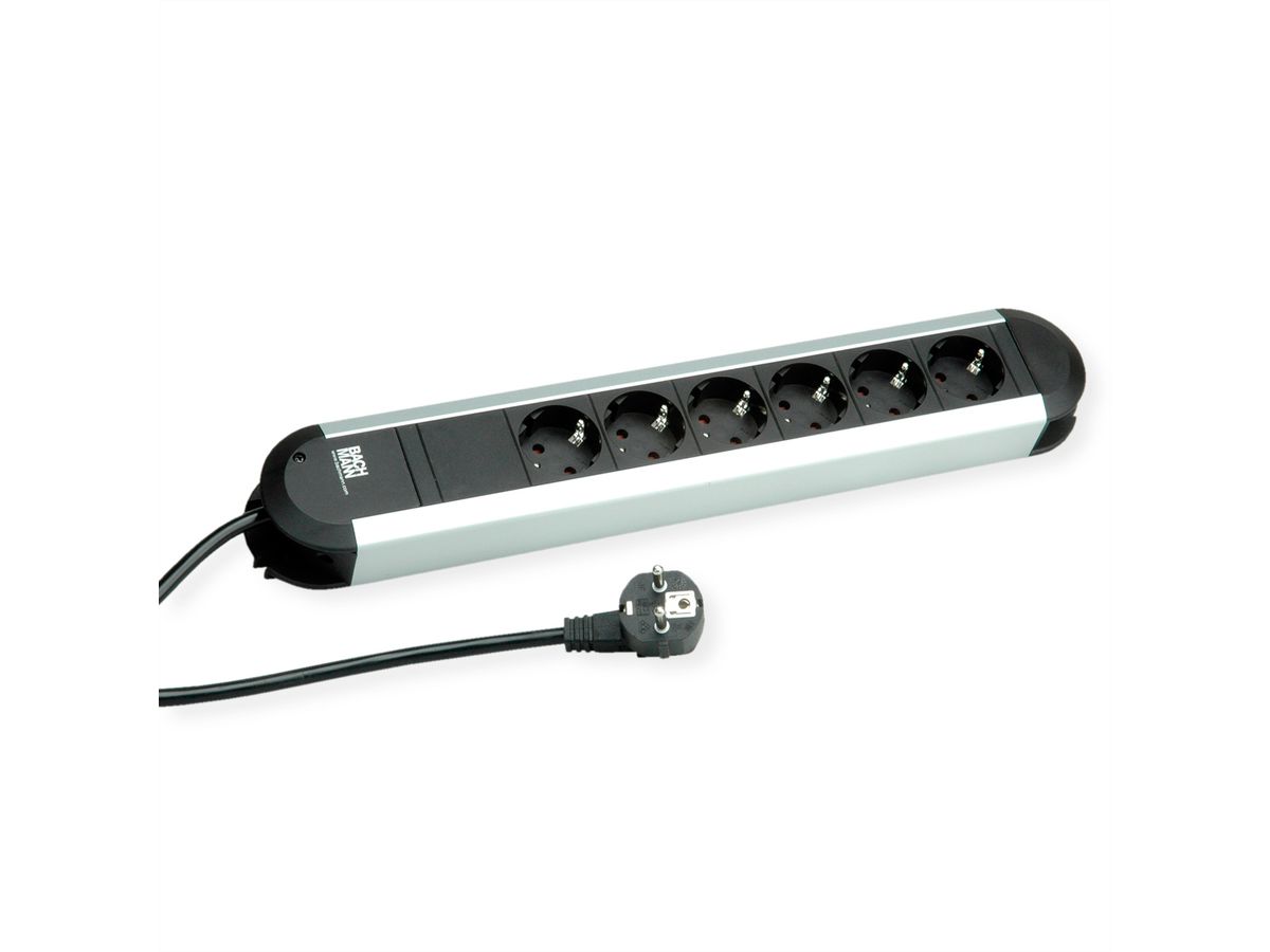 BACHMANN PRIMO Bâti de prises 6x contact de protection, aluminium, 1,75 m