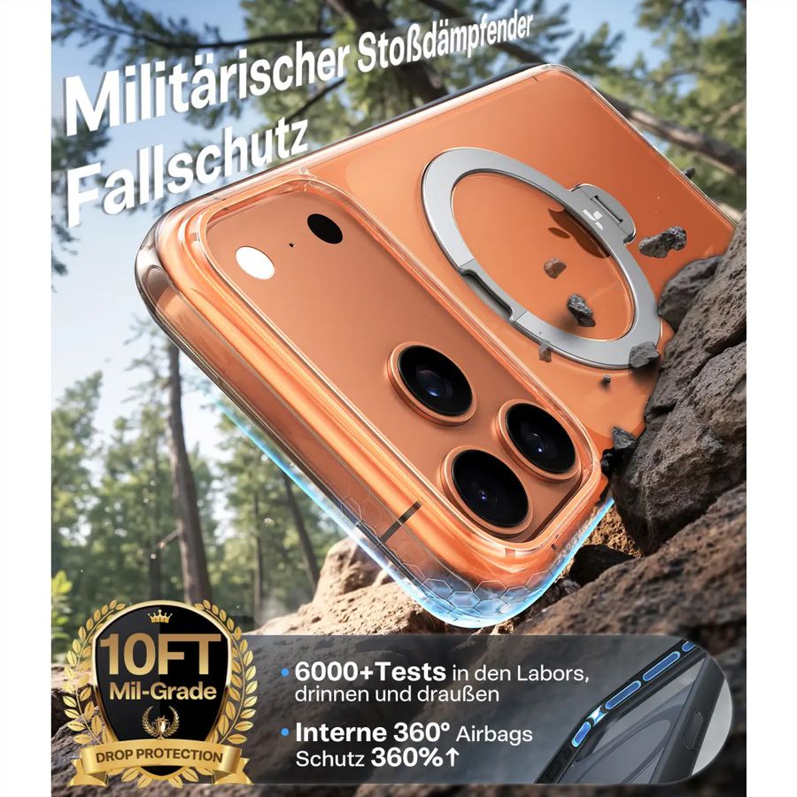 Torras Ostand 360° Case, iPhone 17 Pro, MagSafe, transparent