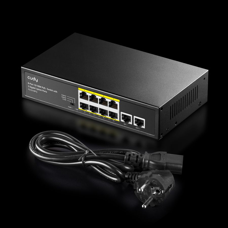 CUDY FS1010PG Switch 8 ports 10/100M PoE+, 2 ports Gigabit Uplink 120W