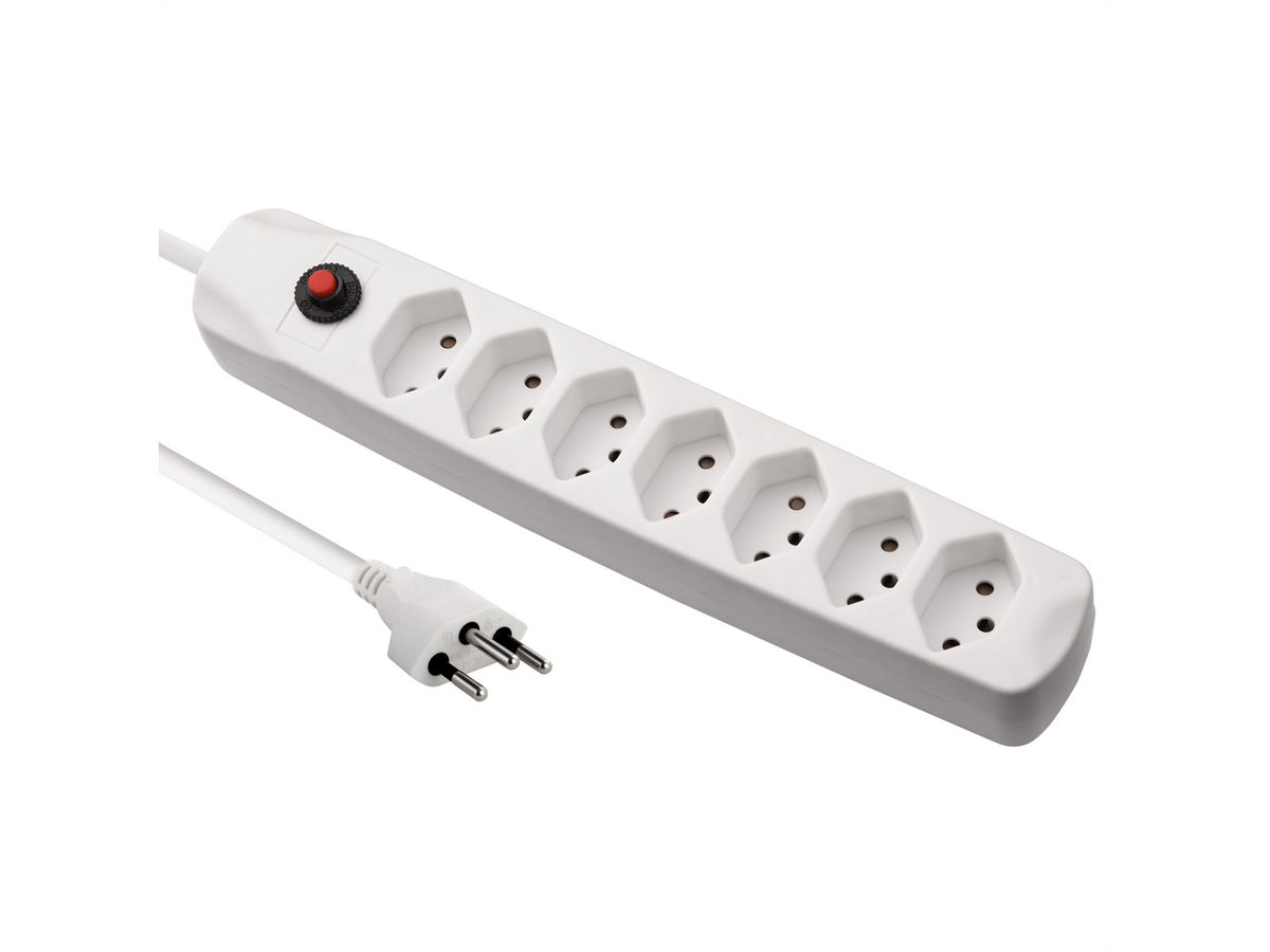 BLANK Steckdosenleiste, 7fach T13, ohne Schalter, weiss
