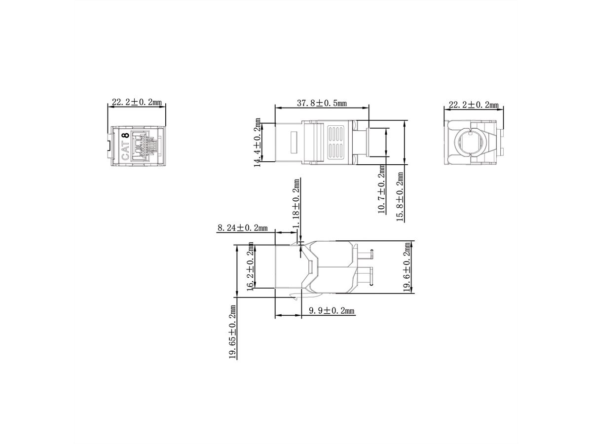 VALUE Cat.8 (Class I) Keystone, geschirmt, werkzeuglos, silberfarben