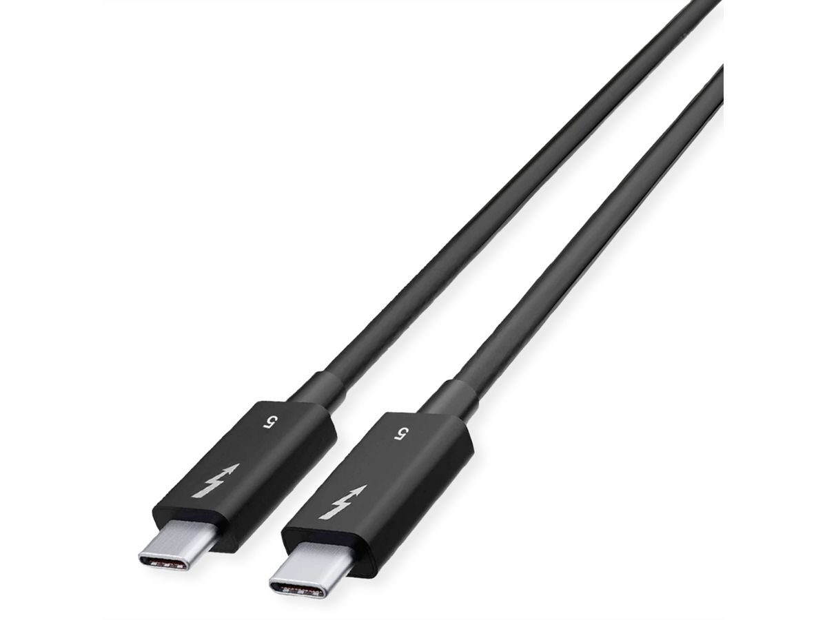 ROLINE Câble Thunderbolt™ 5 USB type C, M/M, 8K UHD-2, 80Gbit/s, 240W, passif, noir, 1 m