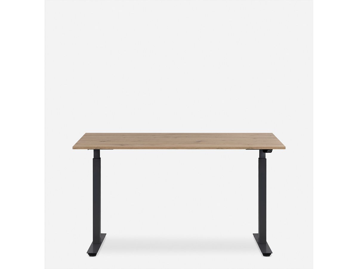 WRK21 Schreibtisch Smart 140 x 80 cm, Höhenverstellbar, Kendal Eiche / Schwarz