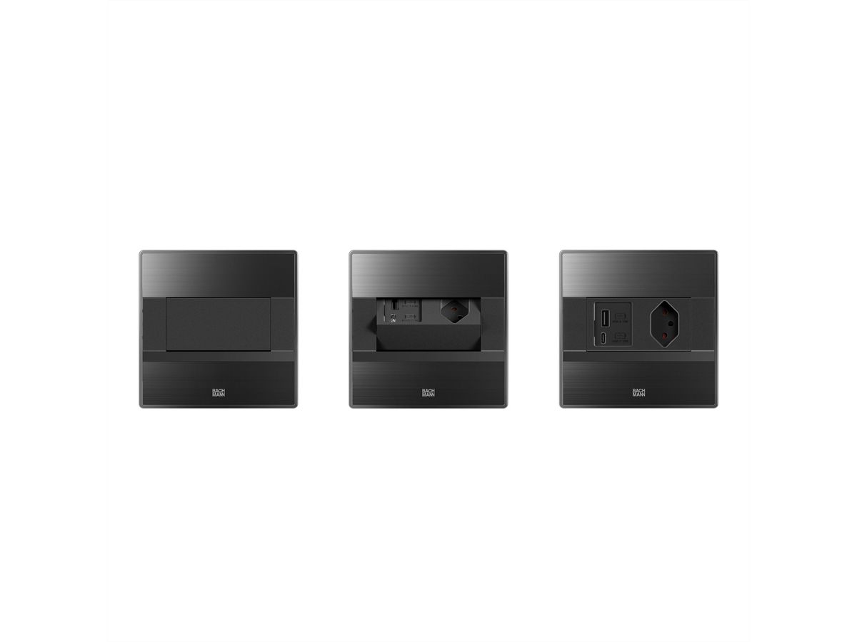BACHMANN SENSE schwarz 1x CH T13, 1xUSB A/C L=2,0m T12