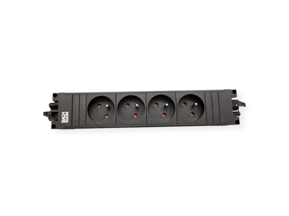 BACHMANN STEP BASE 4xUTE GST18, CEE 7/7 fiche de contact de protection C19 1m, noir