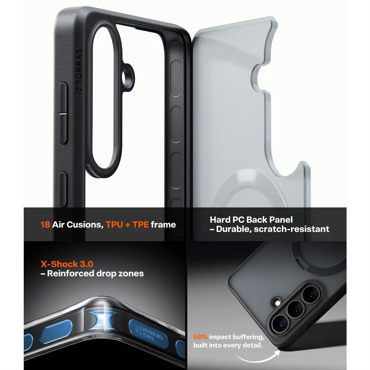 Torras Ostand 360° Spin Case, Galaxy S26, noir