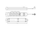 BACHMANN Prise multiple, 6x, interrupteur, blanche, blanc, 1,5 m