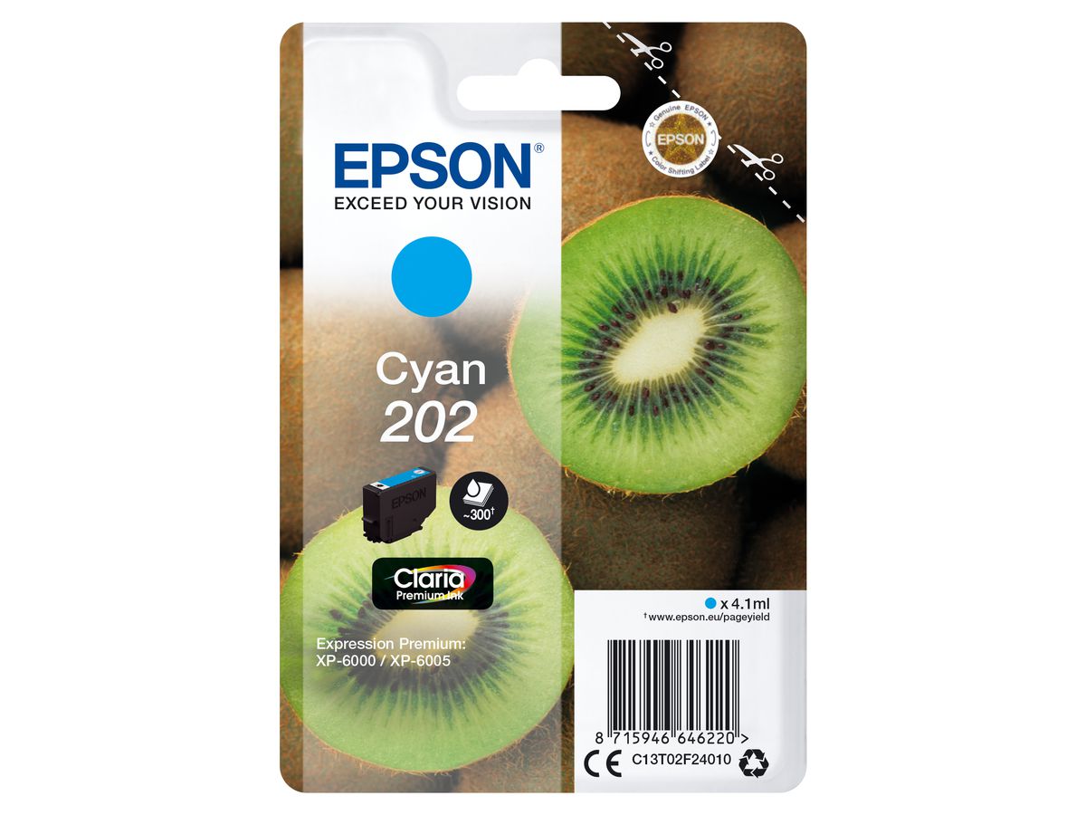 Epson Kiwi Singlepack Cyan 202 Claria Premium Ink