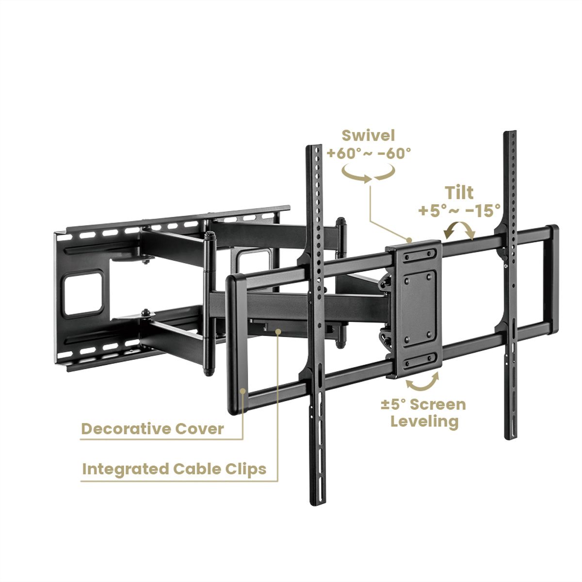 VALUE Support mural pour écrans LCD, flexible, 60–120 pouces, jusqu'à 120 kg