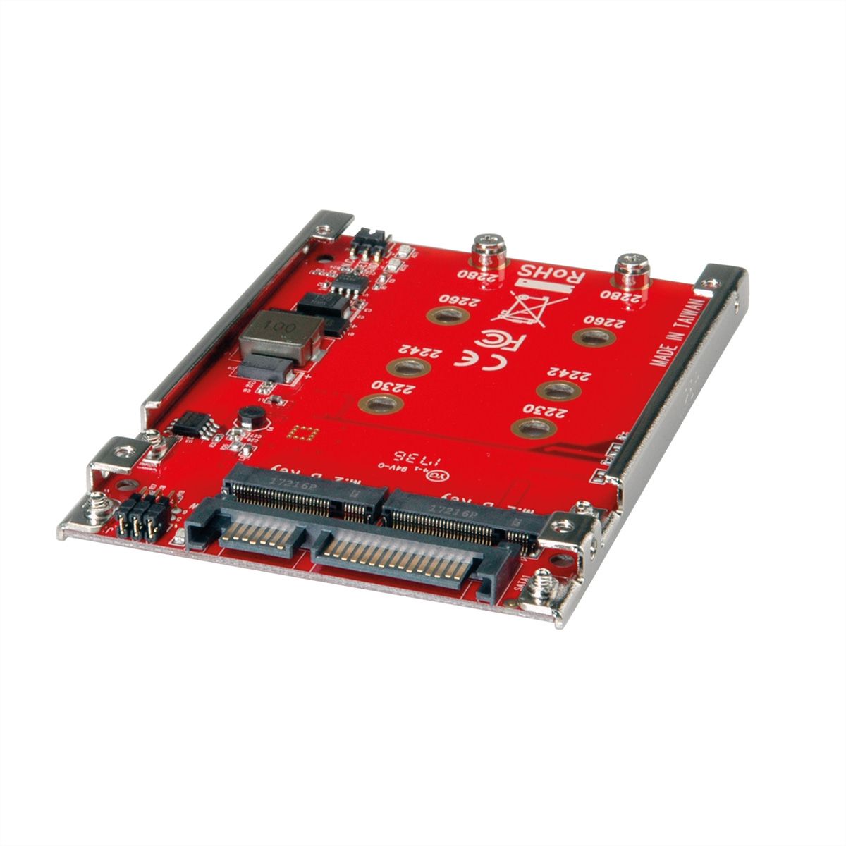 ROLINE M.2 zu SATA III SSD H/W Adapter, 2x M.2 NGFF SSD, Boot- und RAID-fähig
