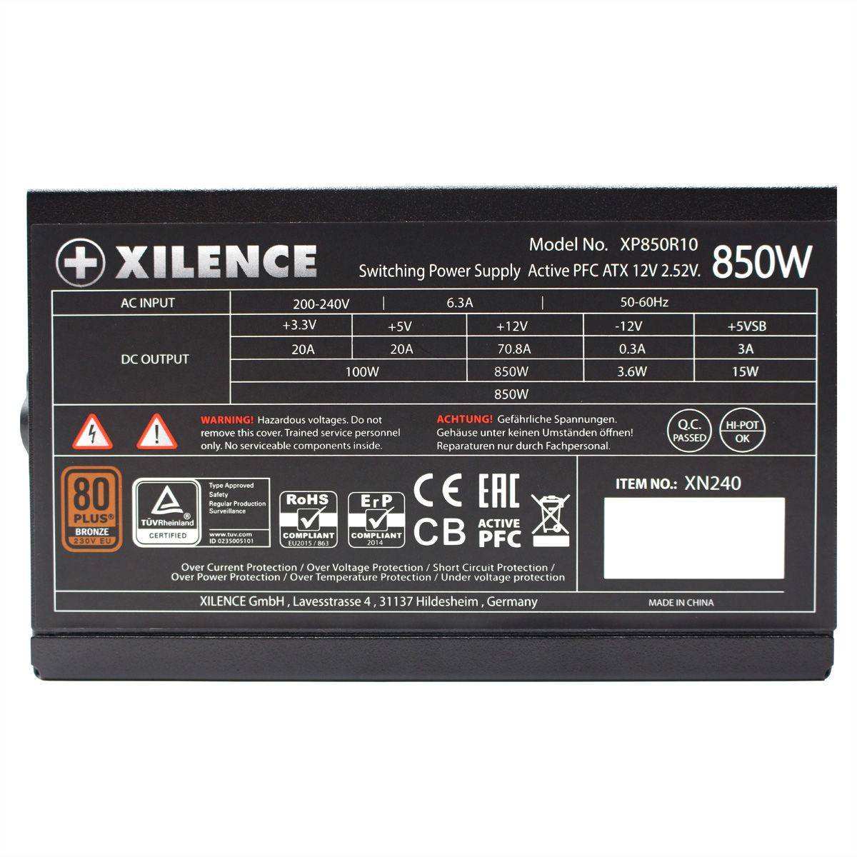 Xilence XP850R10 850W PC Netzteil, 80+ Bronze, Gaming, ATX