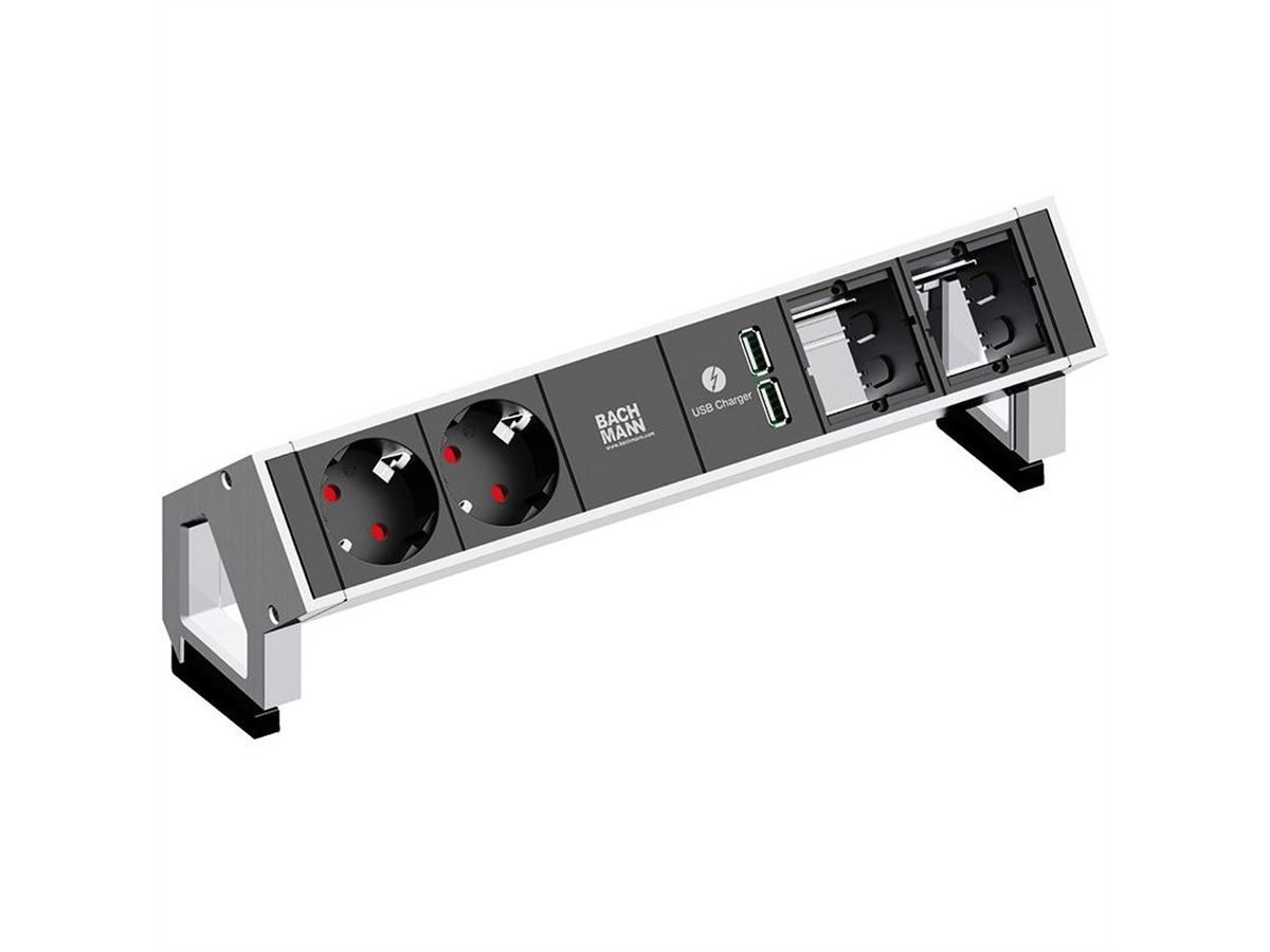BACHMANN DESK2 2x contact de protection 2x ABD 1x USB Charger GST18, blanc