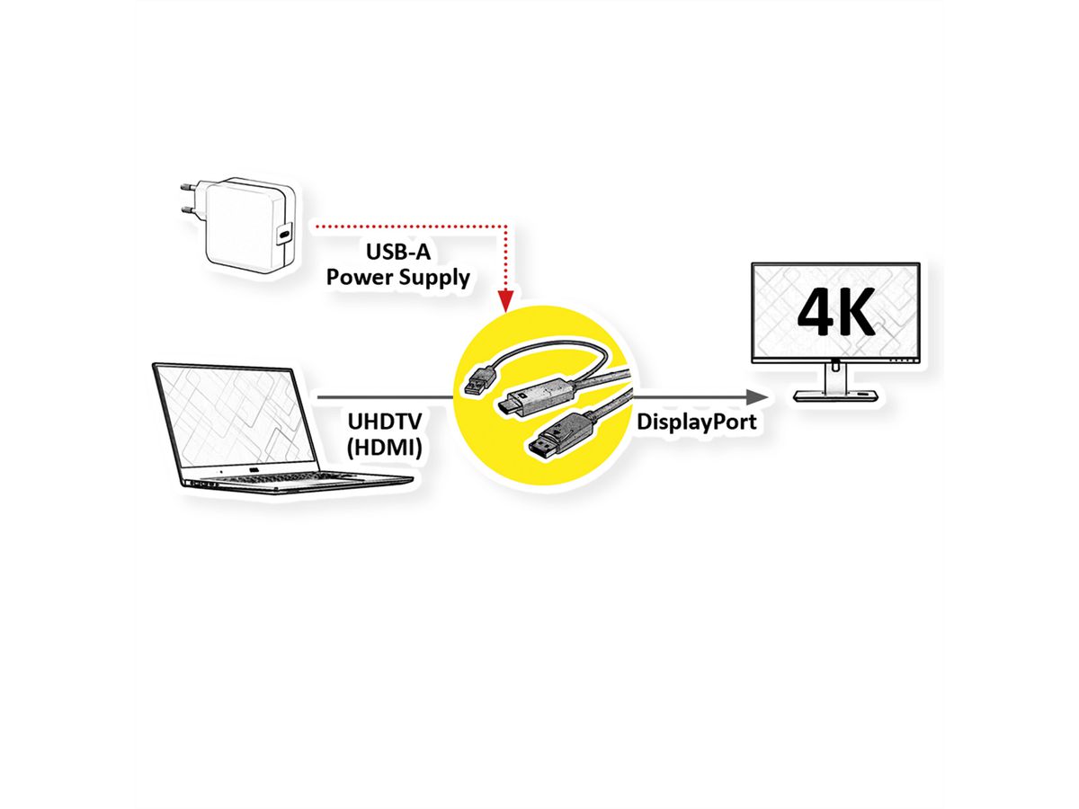 ROLINE Câble UHDTV - DisplayPort, M/M, noir, 2 m