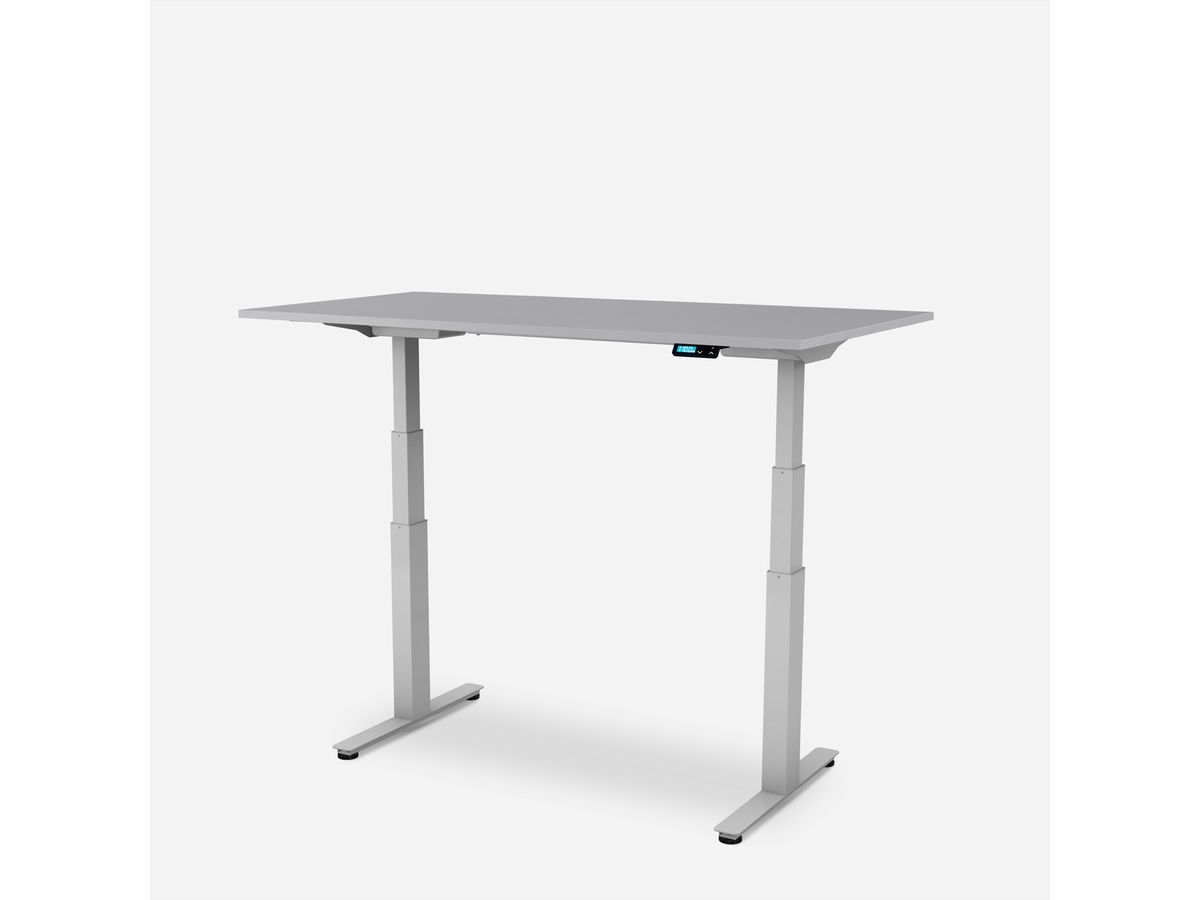 WRK21 Schreibtisch Work 120 x 80 cm, Höhenverstellbar, Grau Uni / Grau