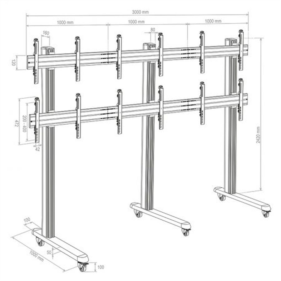 Hagor Support mural HA-VWT 3 x 2 Landscape, Videowall-Trolley,