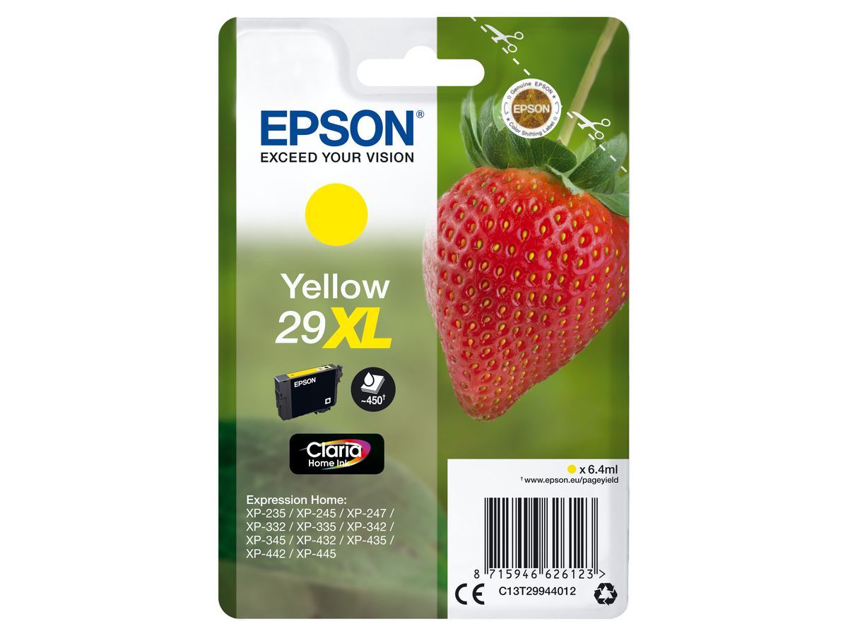 Epson Strawberry Singlepack Yellow 29XL Claria Home Ink