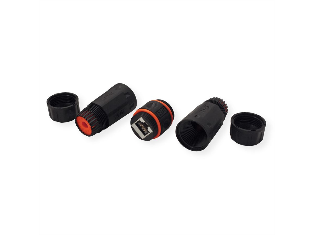 VALUE RJ-45 Kupplung geschirmt, Cat.6A (Class EA), Outdoor/Industrie, schwarz