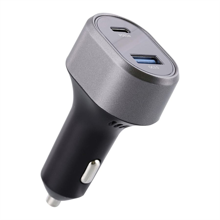 T'nB 1 USB-A QC and 1 USB-C PD, car charger 83W - Schwarz