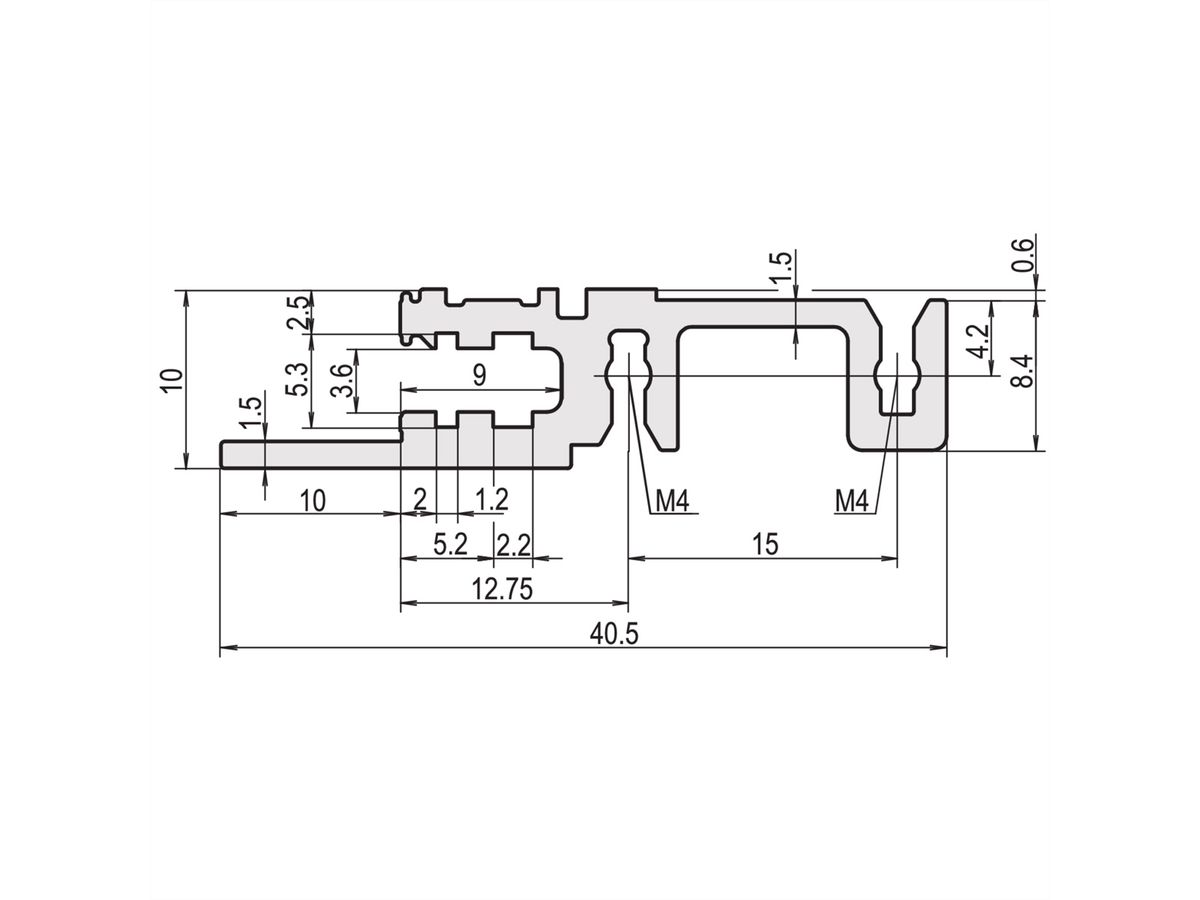 Rail horizontal SCHROFF, avant, type H-LD, lourd, lèvre longue, pour application IEEE, 20 HP