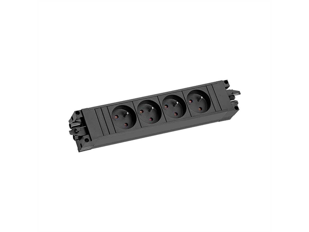 BACHMANN STEP BASE 4xUTE GST18, CEE 7/7 fiche de contact de protection C19 1m, noir