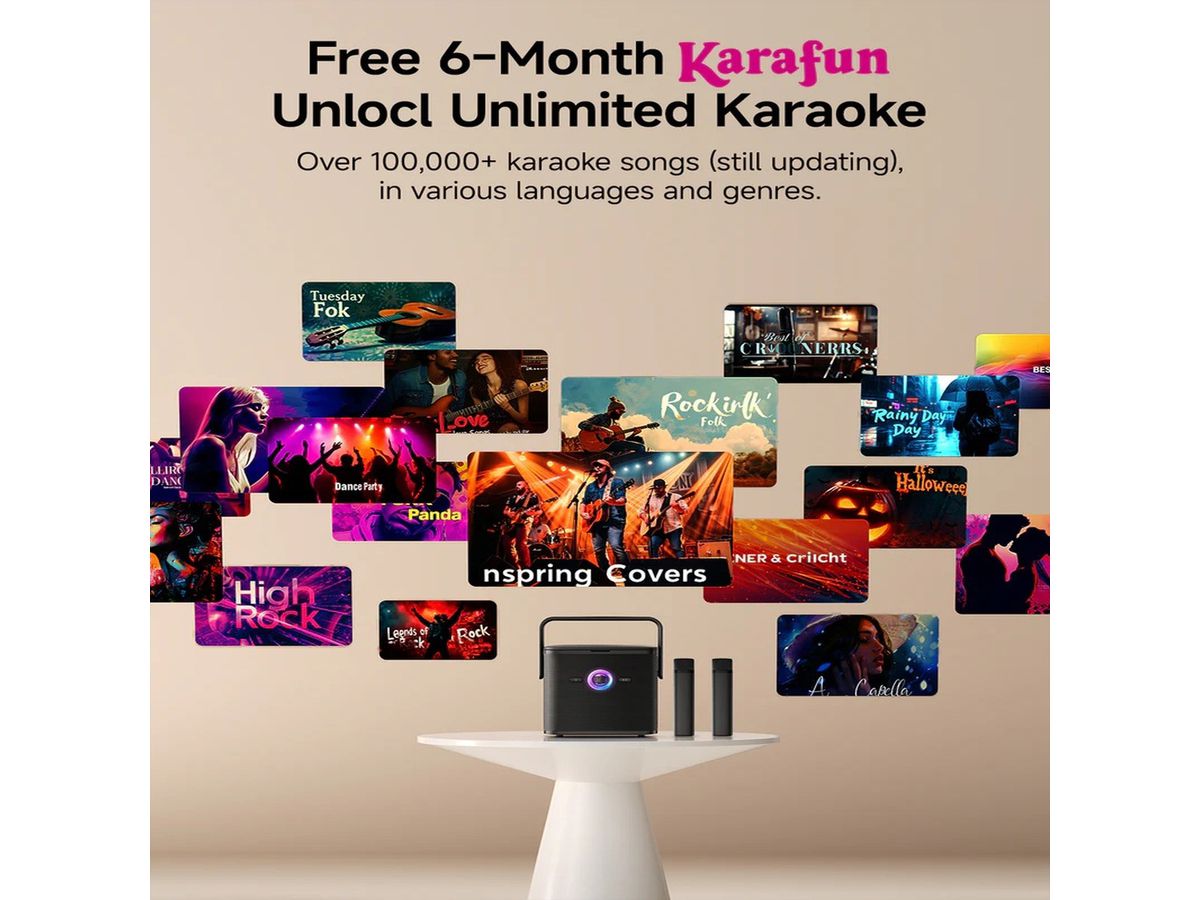 Ikarao Shell S3 Karaoke Maschine mit 7 Zoll Touchscreen, Tragbare Karaoke Maschine