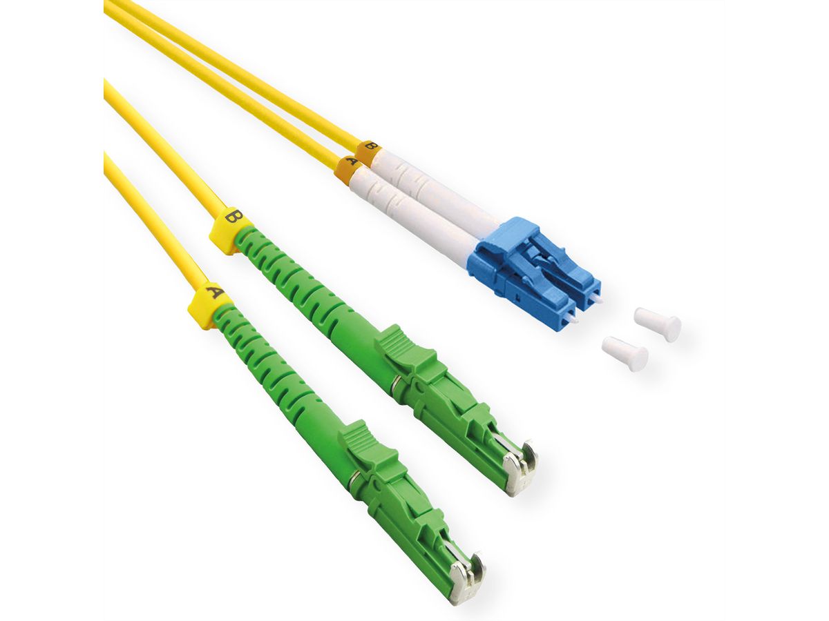 ROLINE LWL-Kabel duplex 9/125µm OS2, LSH APC / LC UPC, LSOH, gelb, 3 m