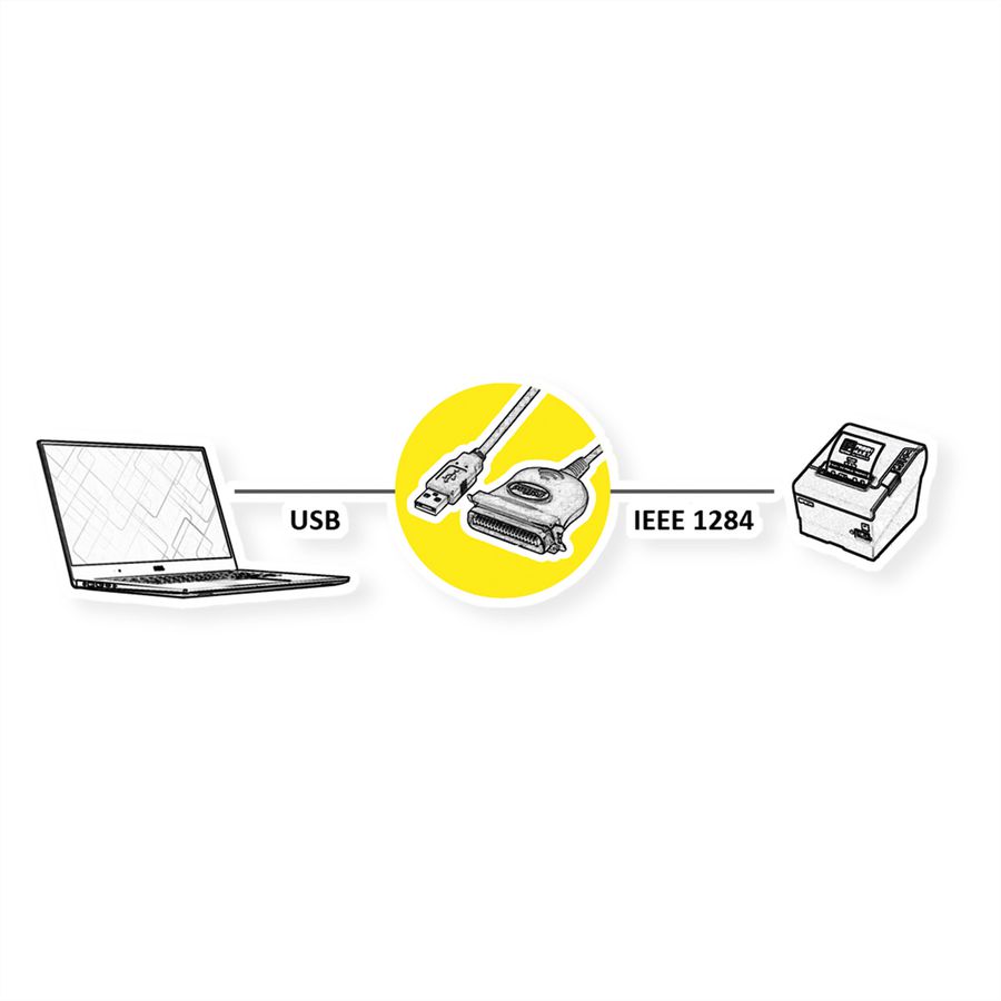 ROLINE Câble convertisseur USB vers IEEE 1284, noir, 1,8 m