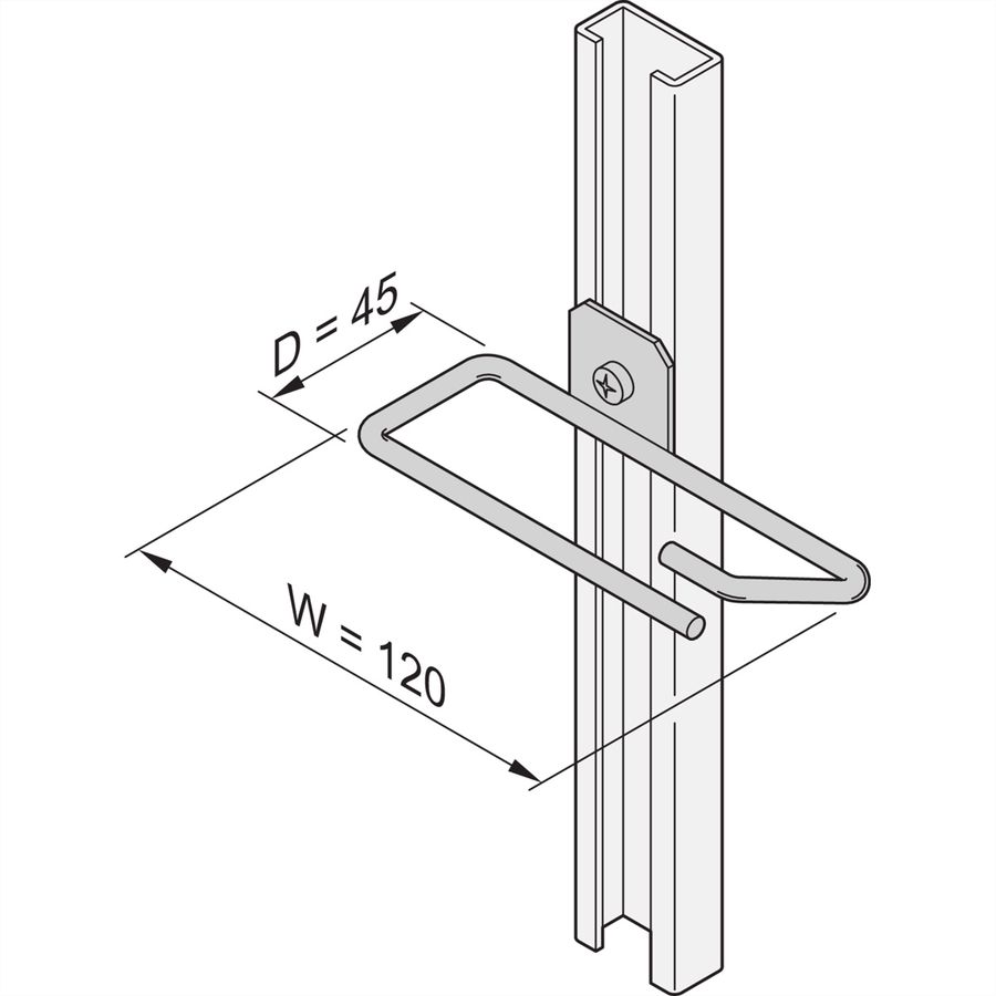 Oeillet de câble SCHROFF pour rail C, acier, 120 x 45 mm