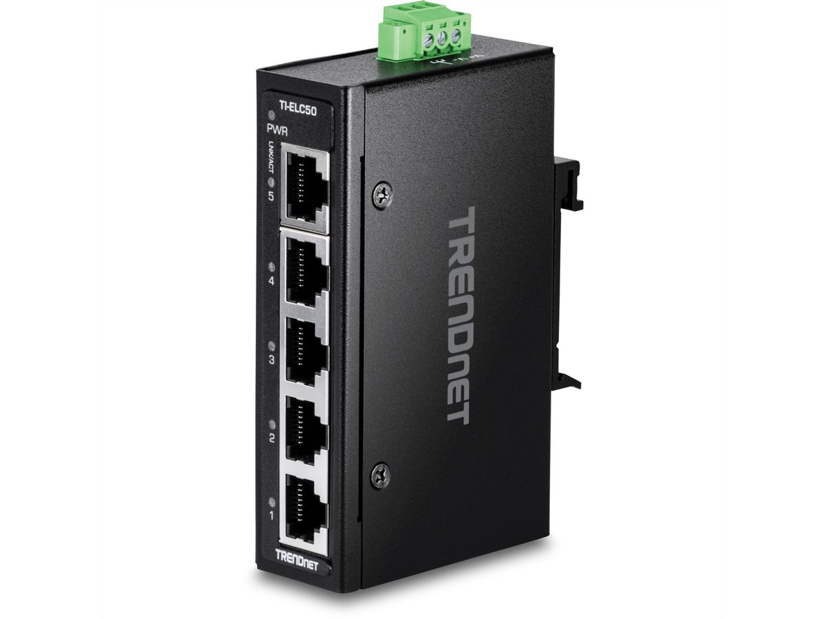TRENDnet TI-ELC50 5-Port Ethernet Mini Switch Industrial DIN-Rail