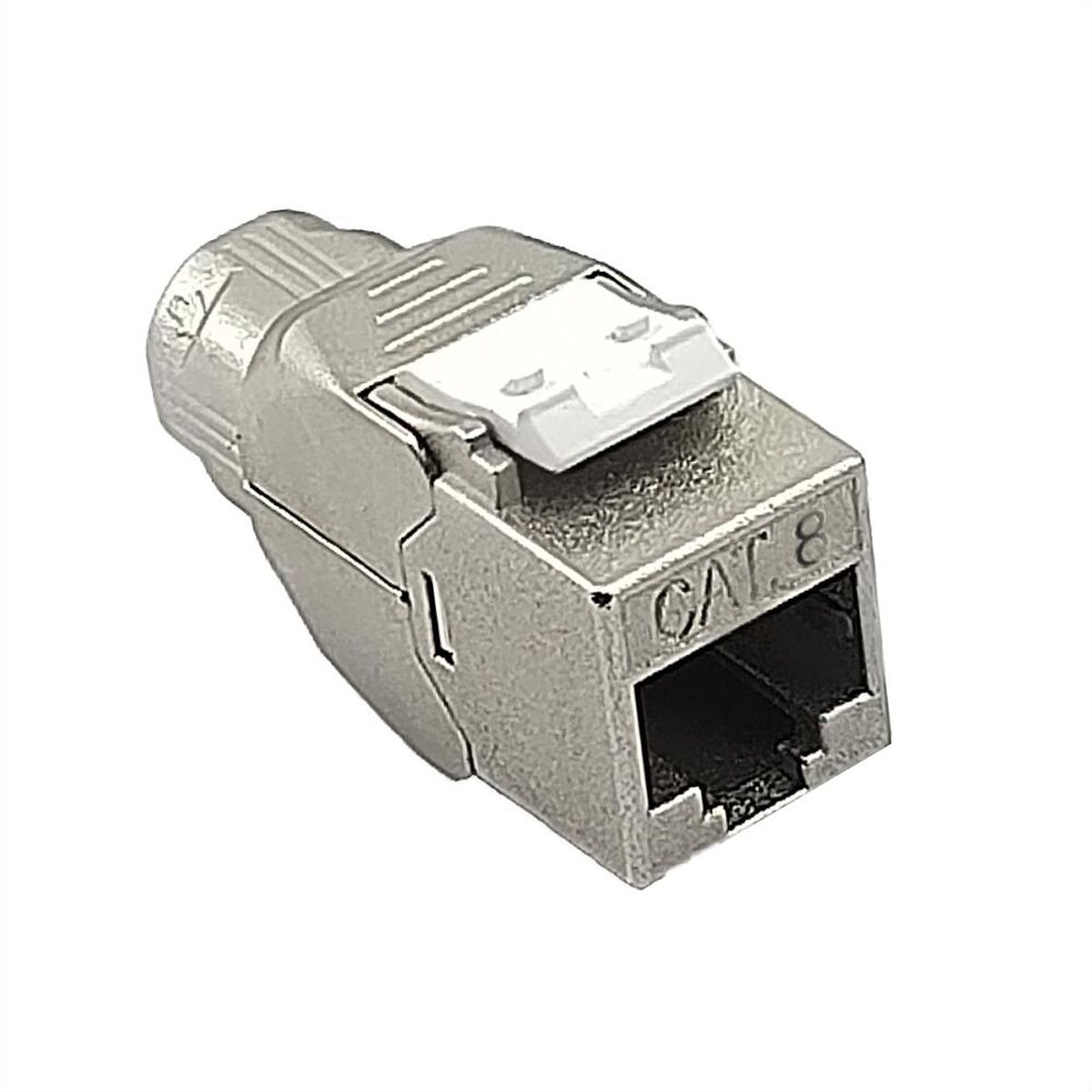 ROLINE Cat.8 (Class I) Keystone, Super-Slim, PoE, geschirmt, werkzeuglos, silberfarben