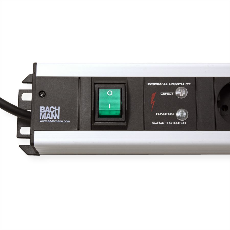BACHMANN Multiprise 6x contact de protection, protection contre les surtensions, interrupteur