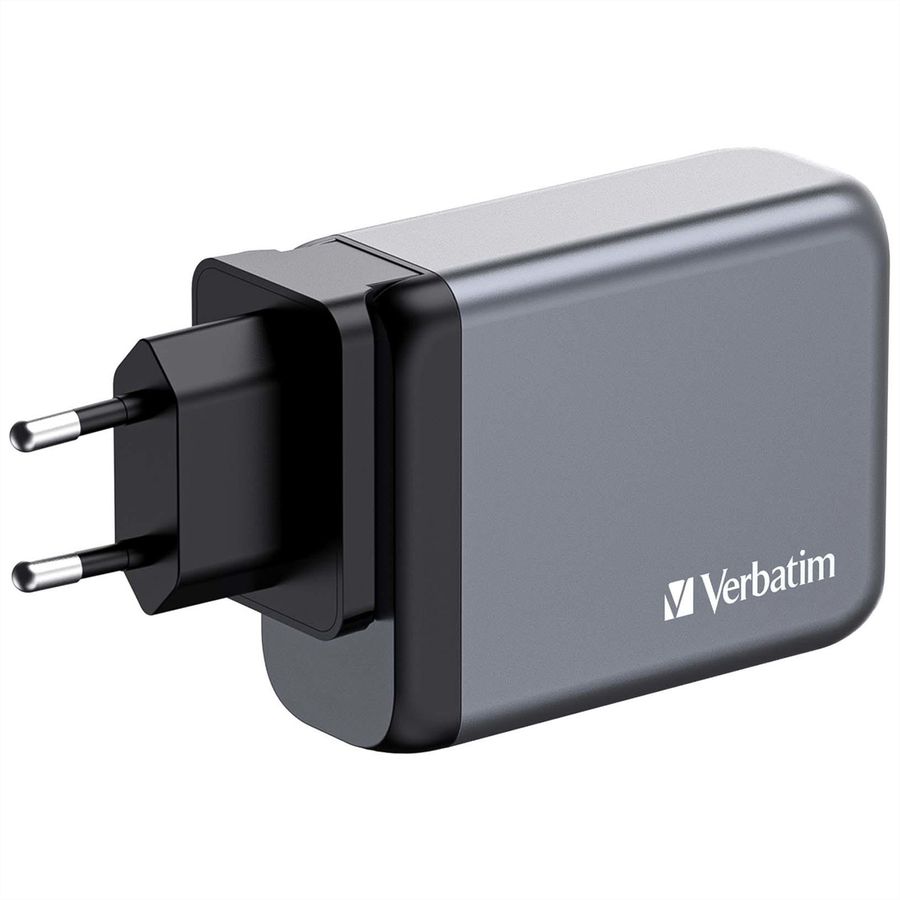 Verbatim GaN 4 Port Charger 100W, 3x USB-C, 1x USB-A, EU+UK Adapter