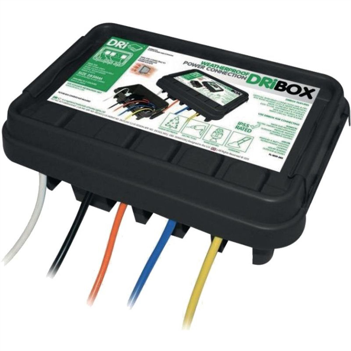 Dri Box Grand rangement de câbles, IP55, 5x entrée de câble, noir