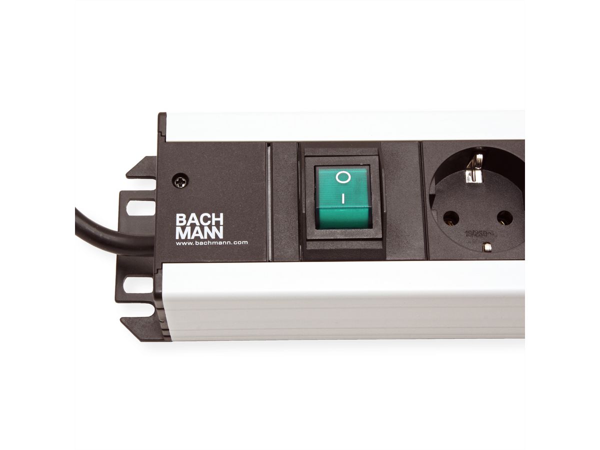 BACHMANN Multiprise 9x contact de protection, interrupteur, 2 m