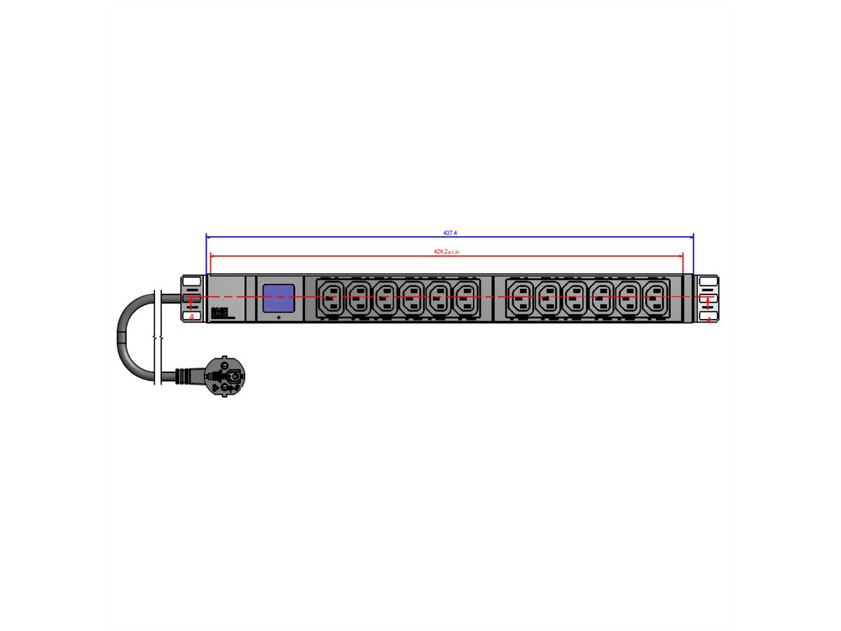 BACHMANN BN0500 PDU 19" 1U 12xC13, mesure du courant, 2P+T