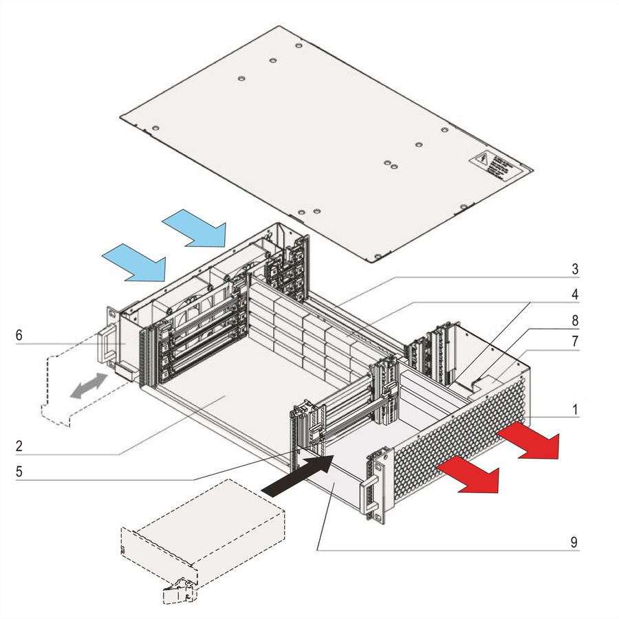 Système CPCI SCHROFF pour PSU enfichable, horizontal, 2 U, 4 slots