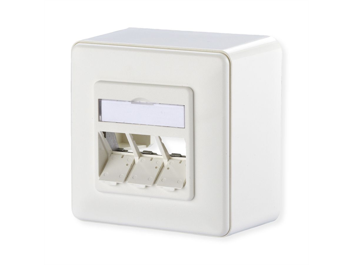 METZ CONNECT Modul boîtier de raccordement montage en saillie , 3 ports non équipé blanc pur