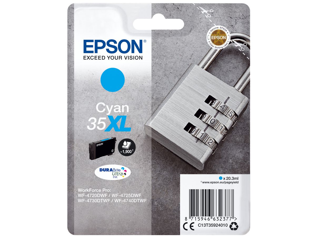 Epson Padlock Singlepack Cyan 35XL DURABrite Ultra Ink