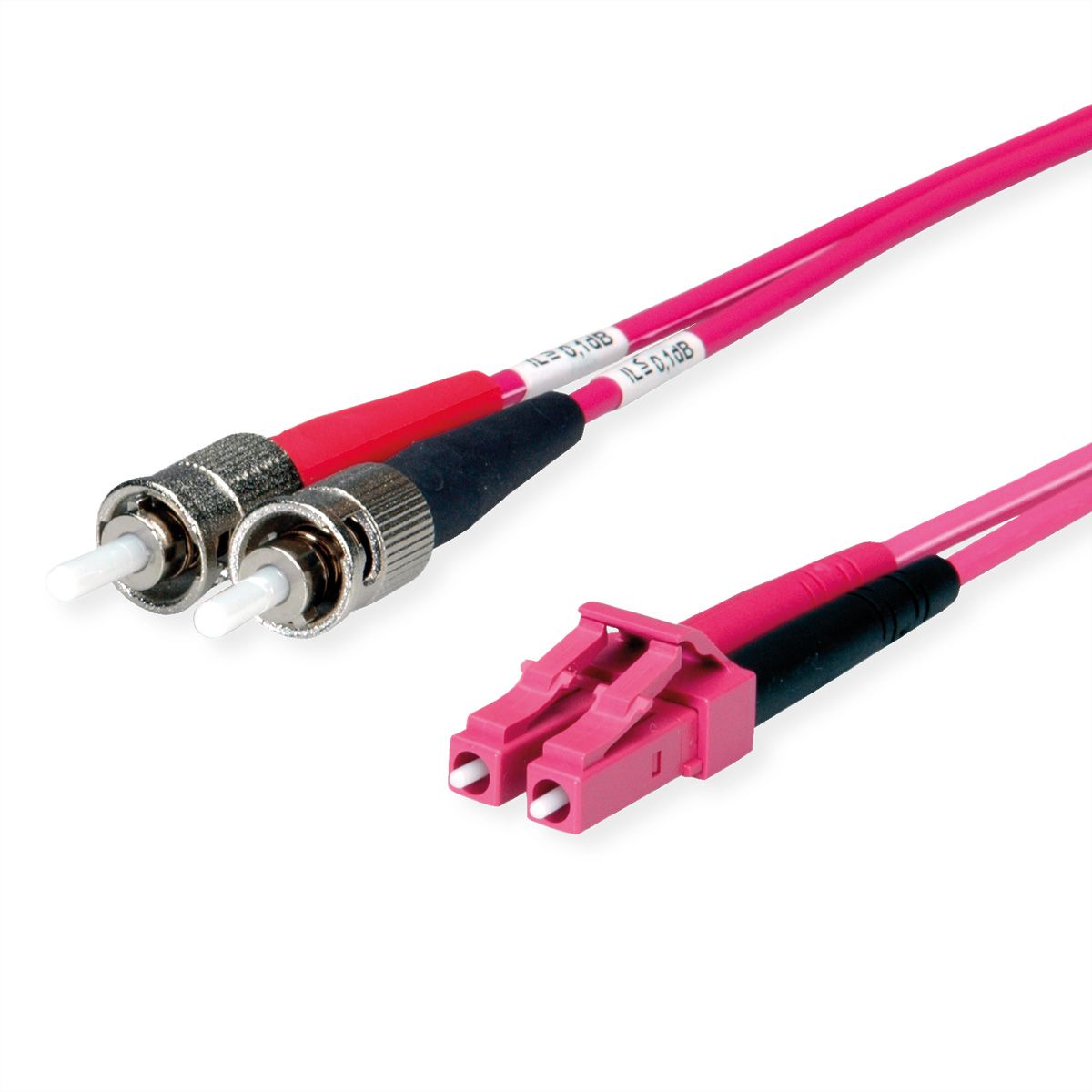 TELEGÄRTNER Câble adaptateur duplex 50/125 OM4, 2x ST, 1x LC Duplex, violet, 10 m