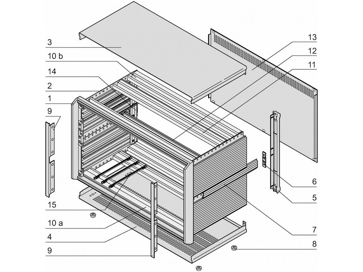 Coffret de bureau complet PropacPRO SCHROFF, blindé, 3 U, 84 HP, 266 mm