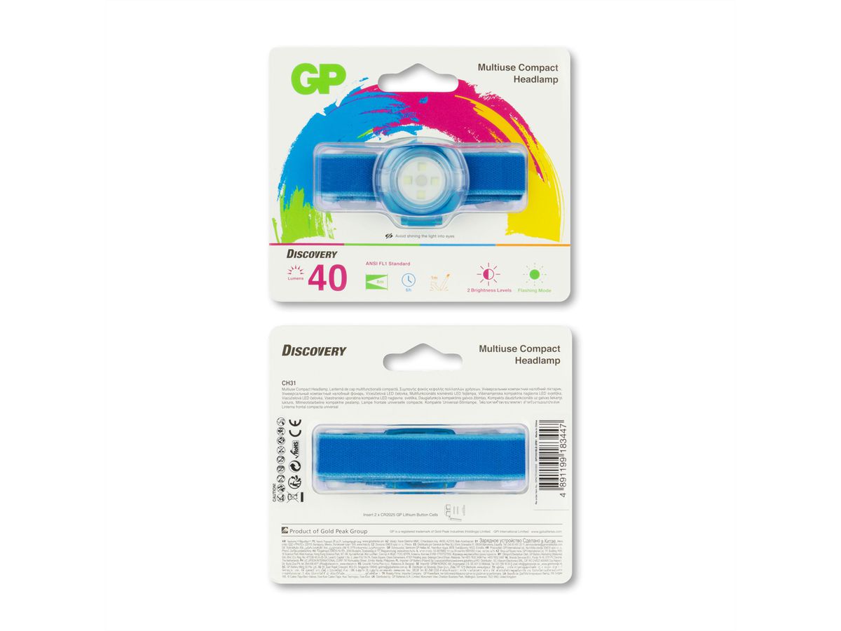 GP Discovery lampe frontale Kids bleu, 40lm